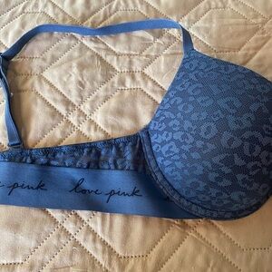 PINK Blue Cheetah Lace Wear Everywhere Push-Up Bra